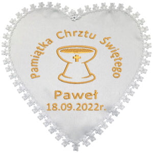 Szatka do Chrztu Świętego haftowana - Chrzcielnica Z Krzyżykiem