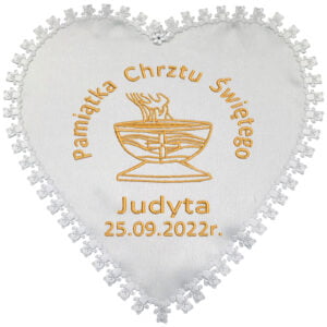Szatka do Chrztu Świętego haftowana - Chrzcielnica Z Gołąbkiem