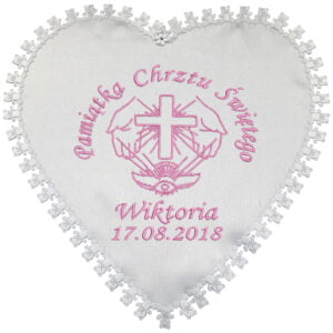 Szatka do Chrztu Świętego haftowana - Dłonie Z Krzyżem I Gołębiem