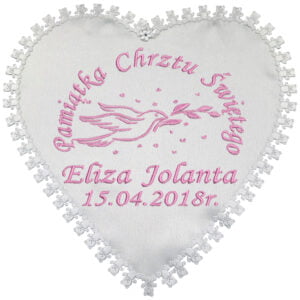 Szatka do Chrztu Świętego haftowana - Gołąb z Gałązką