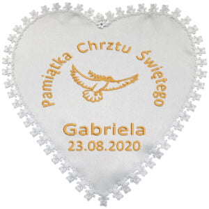 Szatka do Chrztu Świętego haftowana - Gołąbek z Gałązką